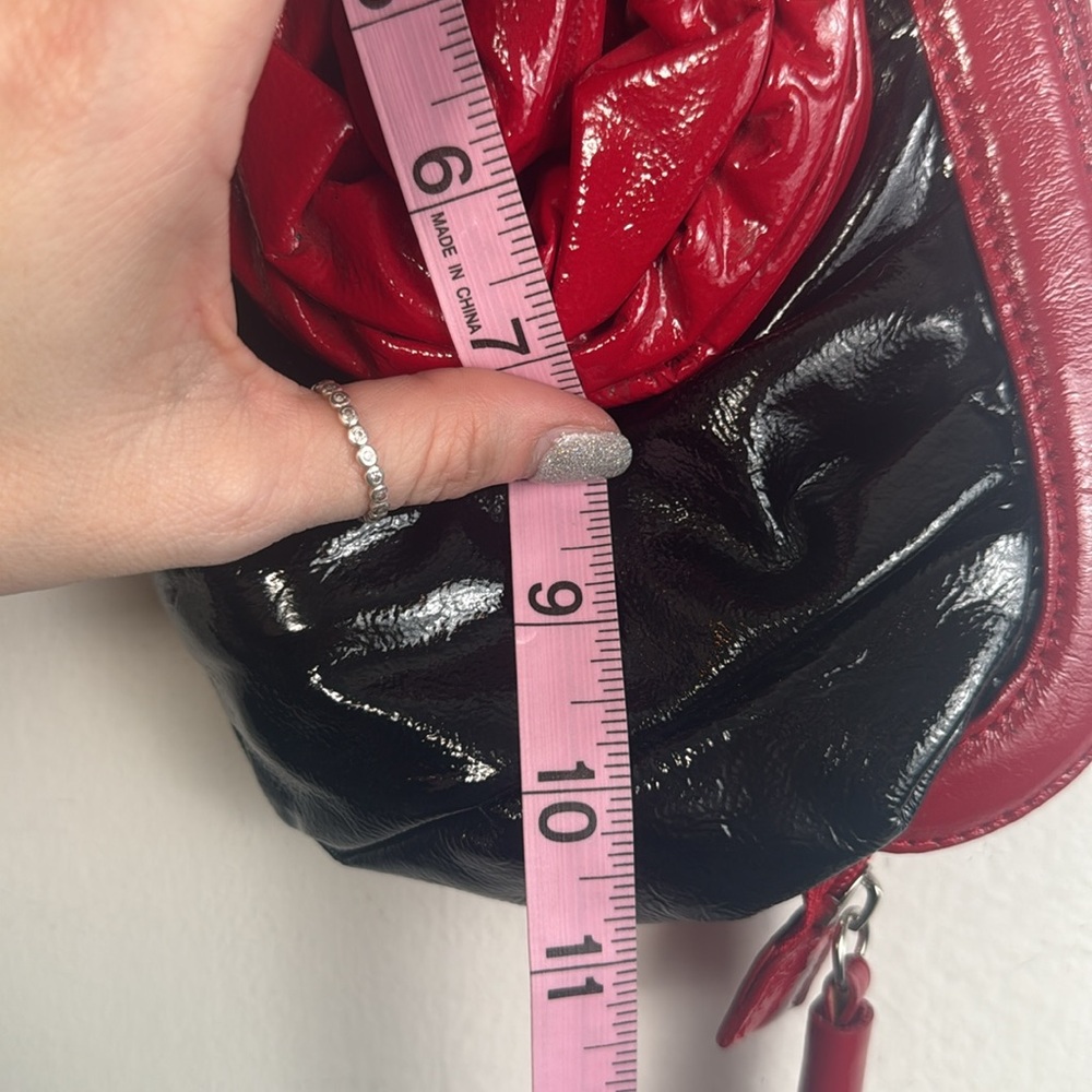 Original by Sharif Genuine leather rose and lady bug red and black clutch bag - Picture 15 of 16